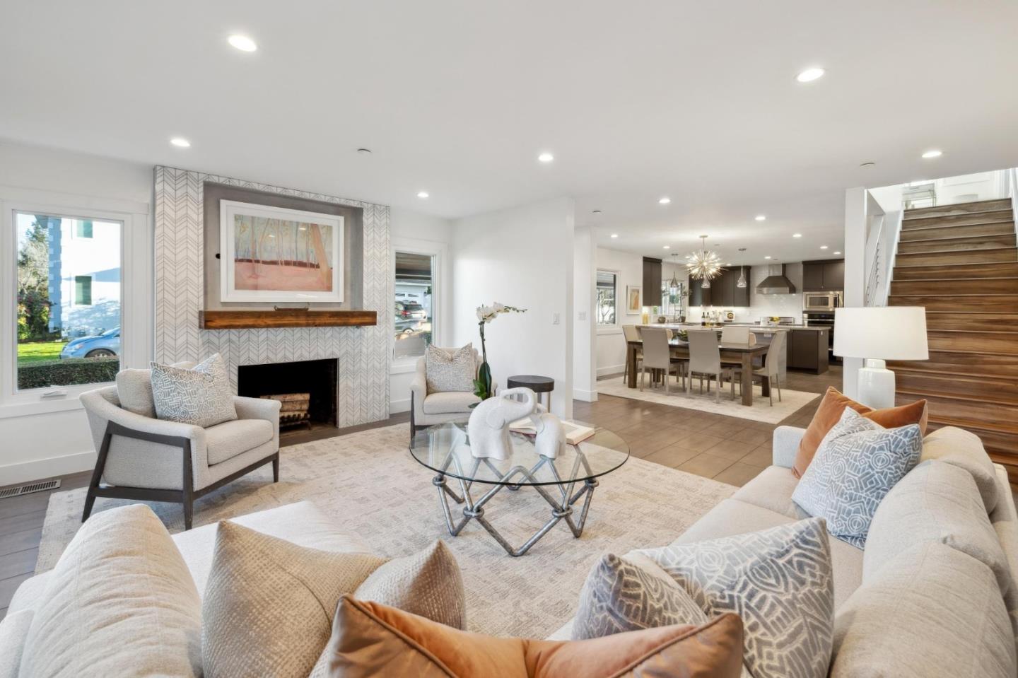 602 26th Avenue San Mateo, CA 94403 - Photo 5 of 41 a living room with furniture kitchen and a fireplace