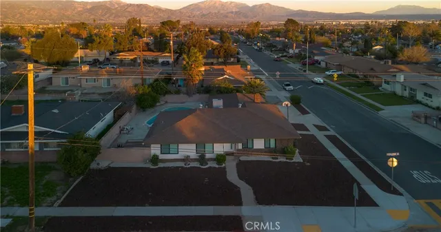 an aerial view of a highlighted house