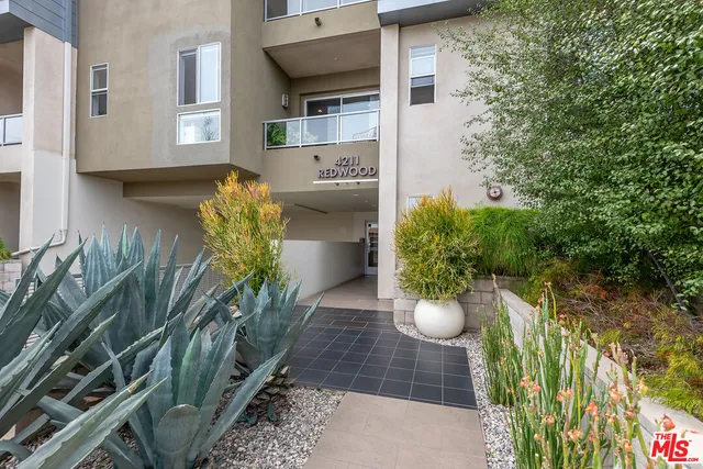 a terrace with a bench