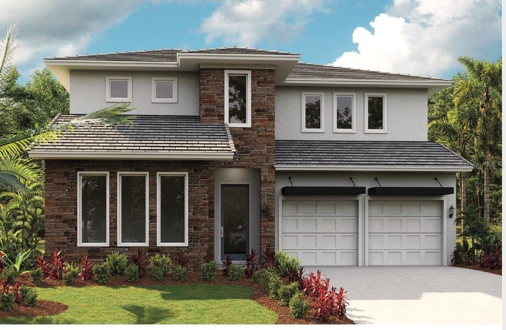 Captiva Model Elevation F with stone by Dream Finders Homes