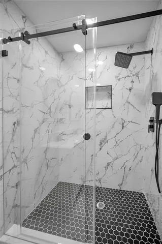 a bathroom with a shower