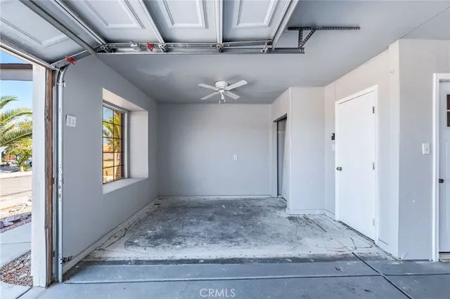 an aerial view of a house with a outdoor space