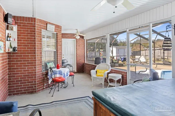 a view of a living room and dining room
