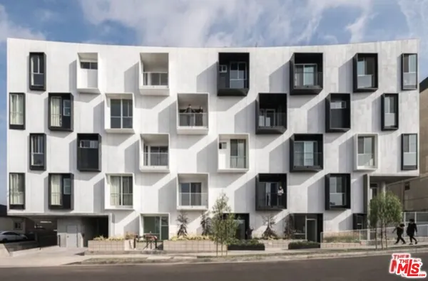 a front view of a multi story building