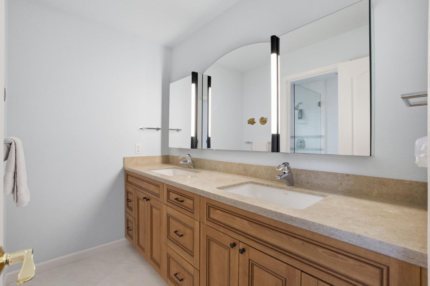 25 Merion Road Half Moon Bay, CA 94019 - Photo 54 of 72 a bathroom with a sink and a mirror