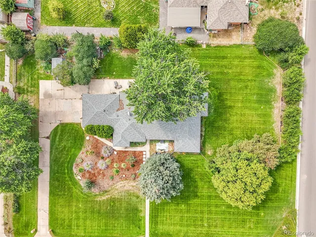 an aerial view of a house