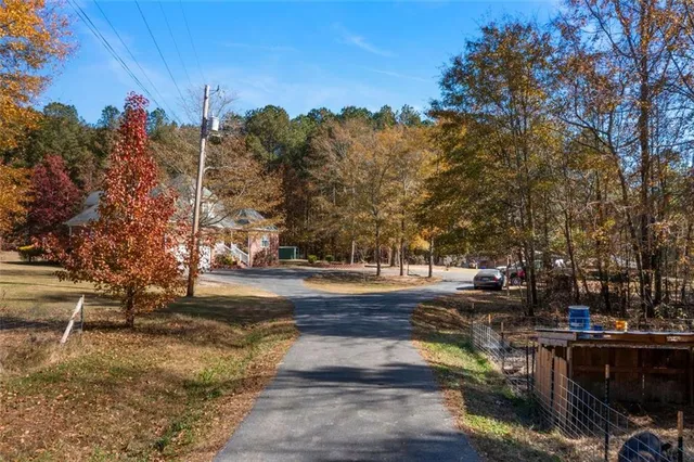 a view of a yard with trees