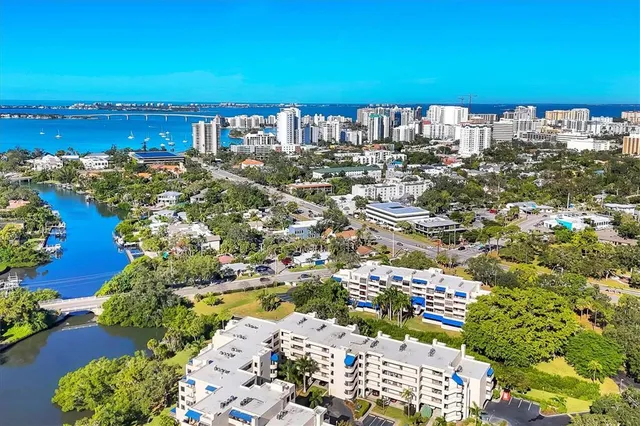 a view of a lake with houses