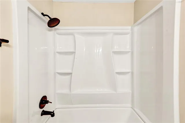 a bathroom with a bathtub