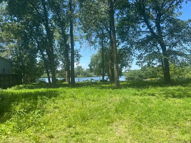 a view of outdoor space with trees all around