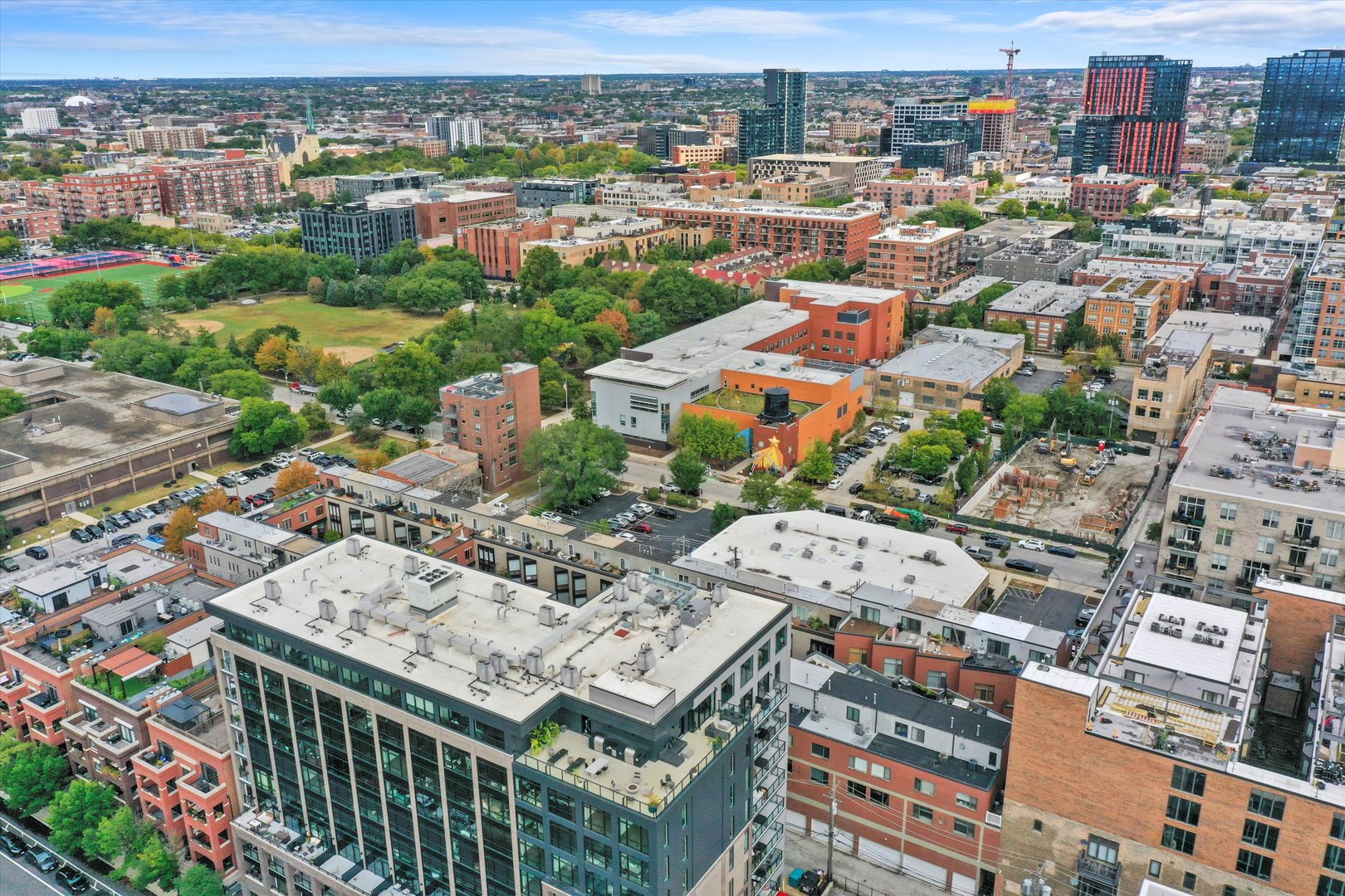 1209 West Cottage Place Chicago, IL 60607 - Photo 28 of 29 an aerial view of a city with lots of residential buildings