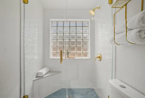 a bathroom with a shower