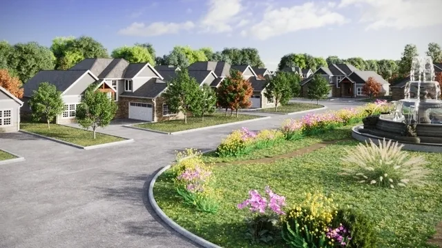 a front view of a house with a yard and potted plants