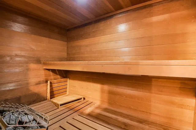 a view of room with wooden floor