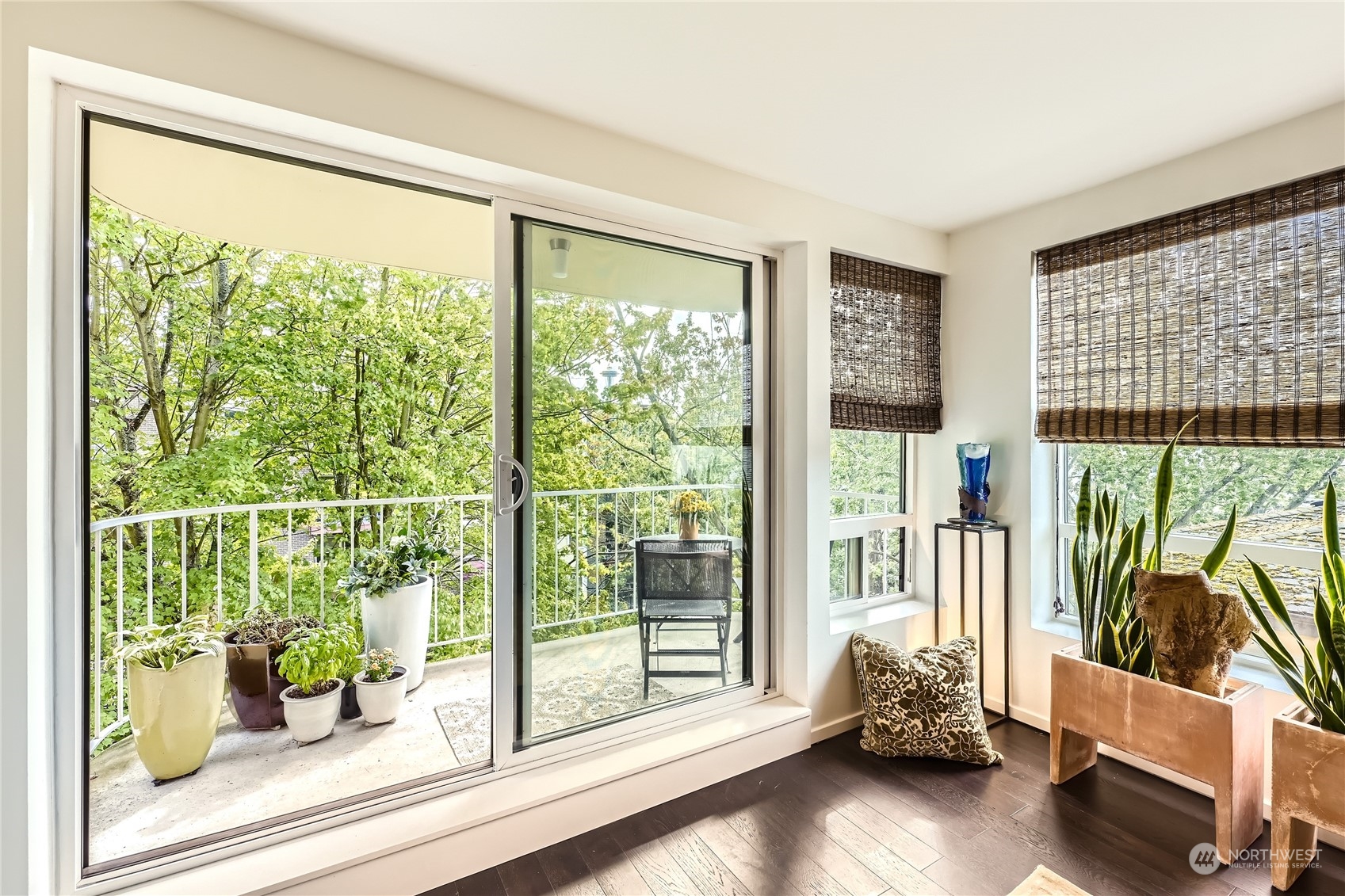 619 5th Avenue West, Unit 401 Seattle, WA 98119 - Photo 21 of 29 a view of a room with wooden floor and a potted plant