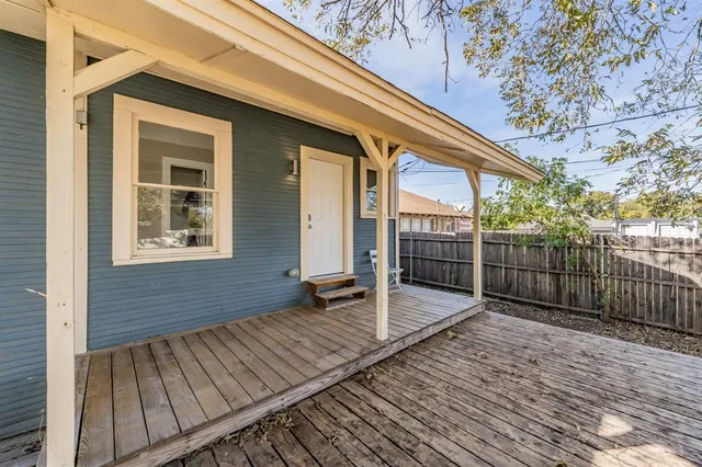 a view of wooden balcony
