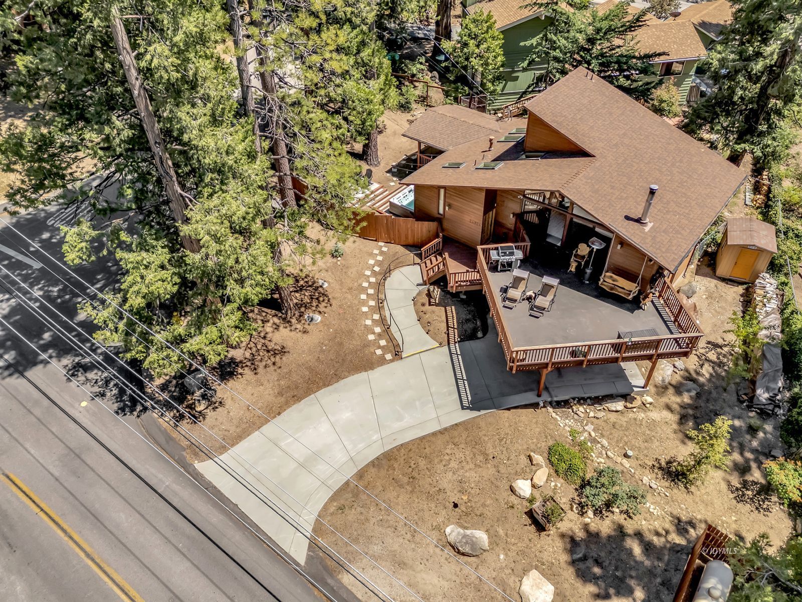 24924 Fern Valley Road Idyllwild, CA 92549 - Photo 7 of 72 an aerial view of a backyard with chairs