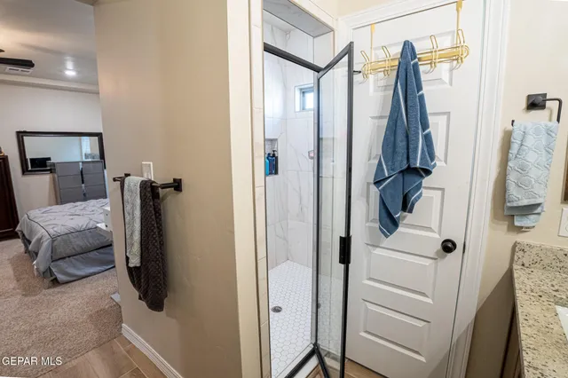 a bathroom with a shower