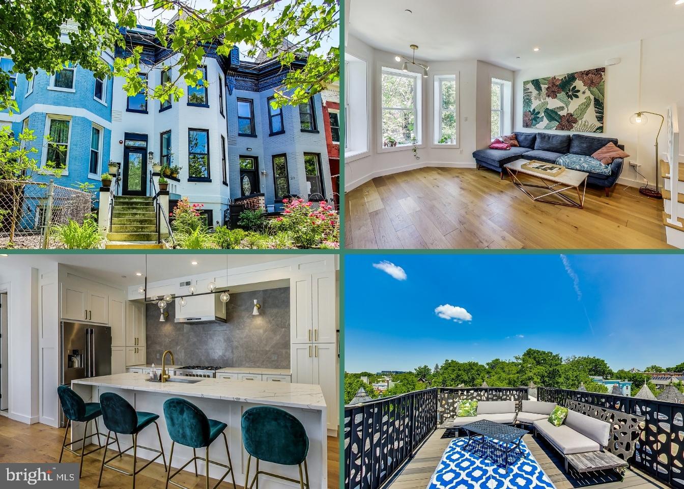 a view of kitchen with living room and outdoor seating