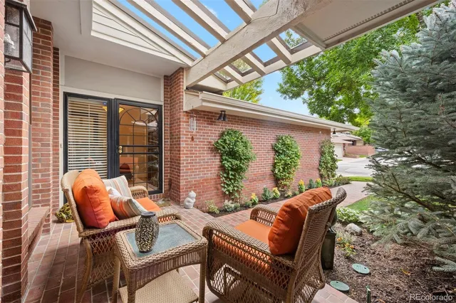 a outdoor living space with furniture