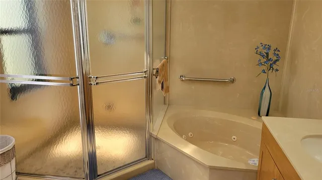 a bathroom with a bathtub