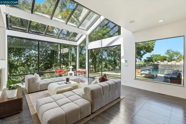 a balcony view with a couch