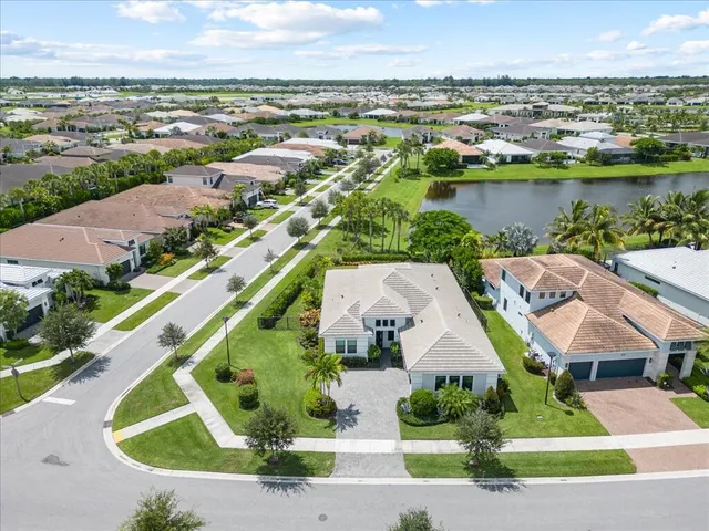 a view of a swimming pool with a lake view