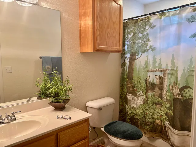 a bedroom with a bed and dresser