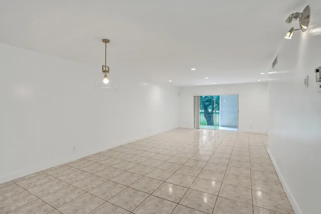 a view of a room with a window