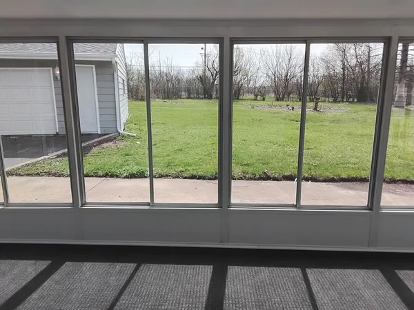 a view of a back yard from a window