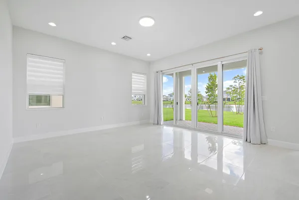 a view of a small space with a window