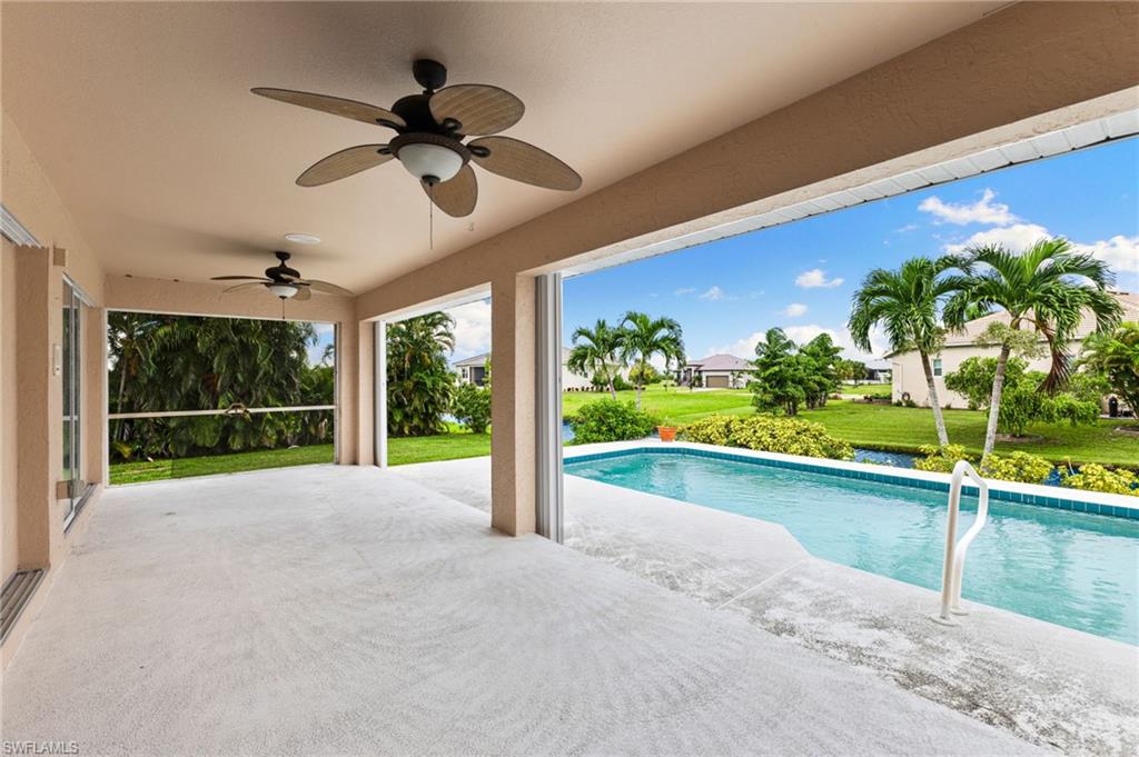 24060 Pyramid Way Punta Gorda, FL 33955 - Photo 34 of 48 View of pool with a lawn, a patio, and ceiling fan