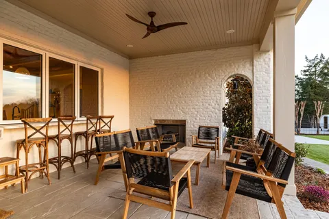 a view of an outdoor space with seating area