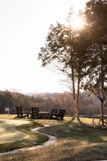 a view of a town with mountains in the background