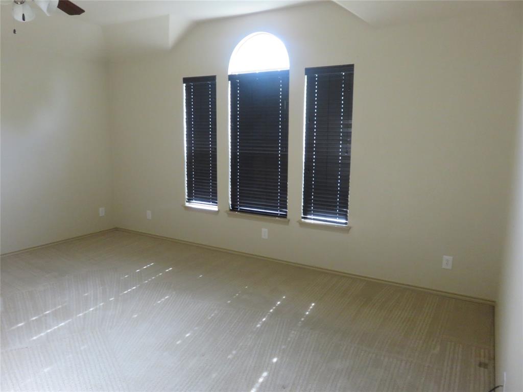1122 Walter Stephenson Road Midlothian, TX 76065 - Photo 20 of 26 Carpeted room featuring a large arched window with two rectangular window panels below, each fitted with dark blinds
