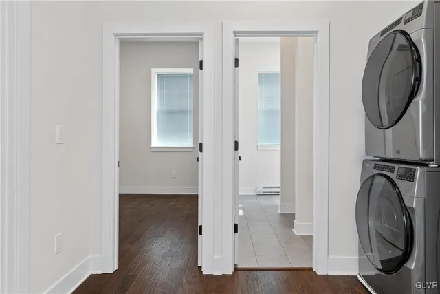 a view of a storage & utility room with wooden floor
