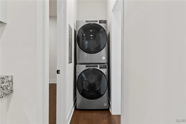 a utility room with a washer and dryer