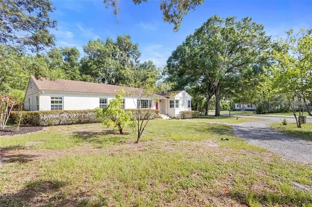 a house view with a backyard space