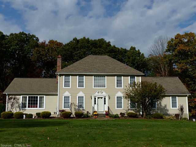 Exterior Front. Lovely and Bright Colonial Home with 1+ Acre Level Land, 3200 SF, Comfortable Living Space on Cul-de-sac Street in Beacon Falls