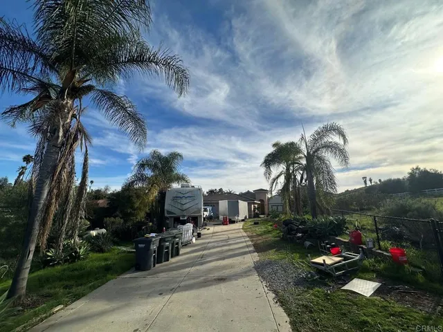 a view of a lake from a yard