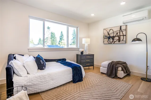 a workspace with furniture and window