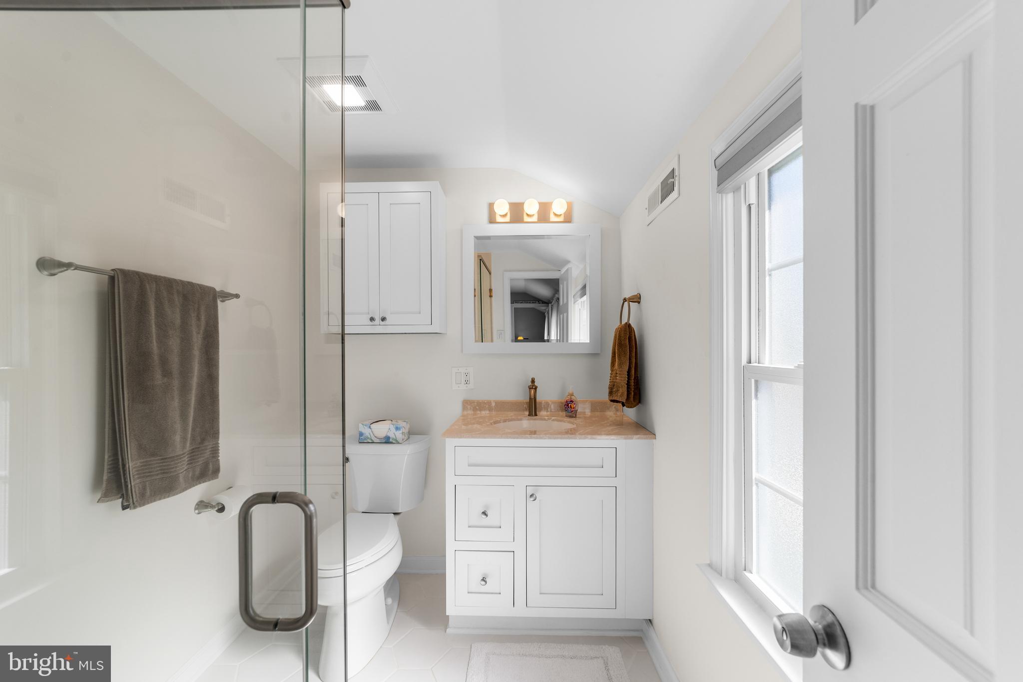 60 Pine Valley Road Cherry Hill, NJ 08034 - Photo 22 of 30 a bathroom with a granite countertop sink and a mirror