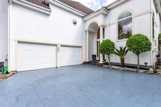 a potted plant sitting in front of a door