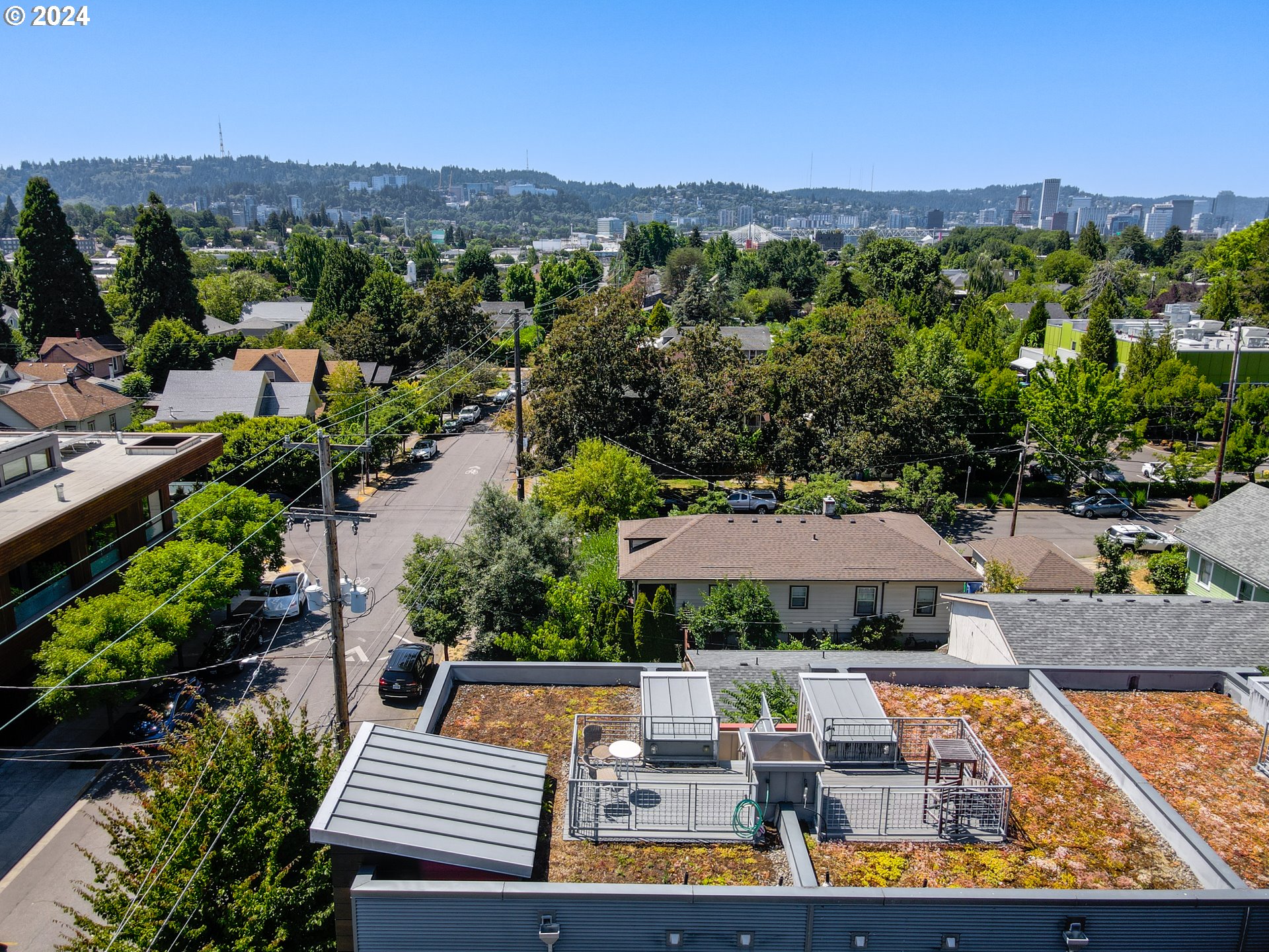 2021 Southeast Clinton Street, Unit 201 Portland, OR 97202 - Photo 31 of 35 an aerial view of house with yard swimming pool and mountains