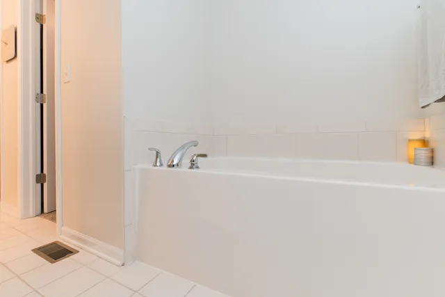 a bathroom with a bathtub