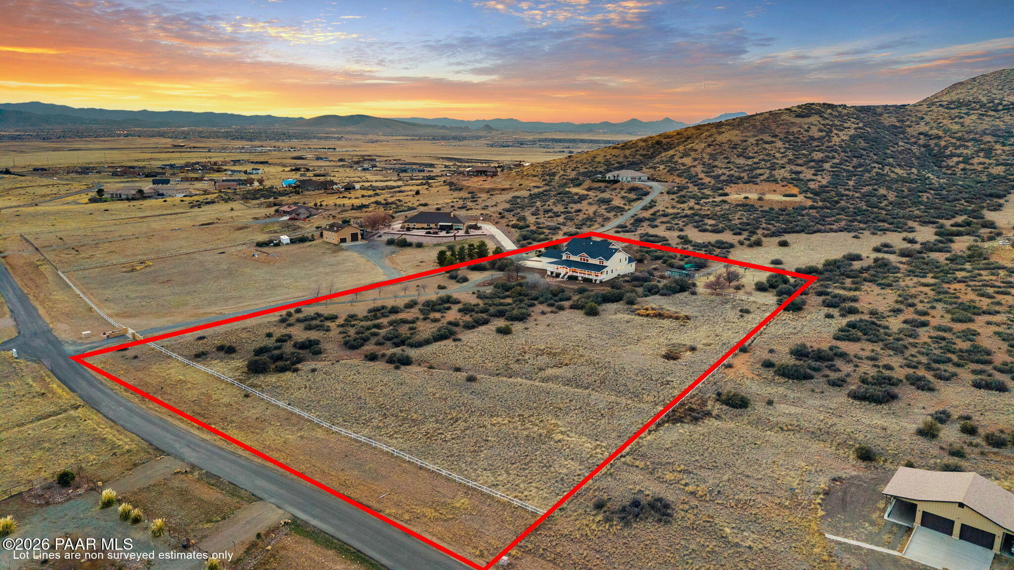 8760 North Prescott Ridge Road Prescott Valley, AZ 86315 - Photo 79 of 84 2-Aerial Front (3) Lot Lines