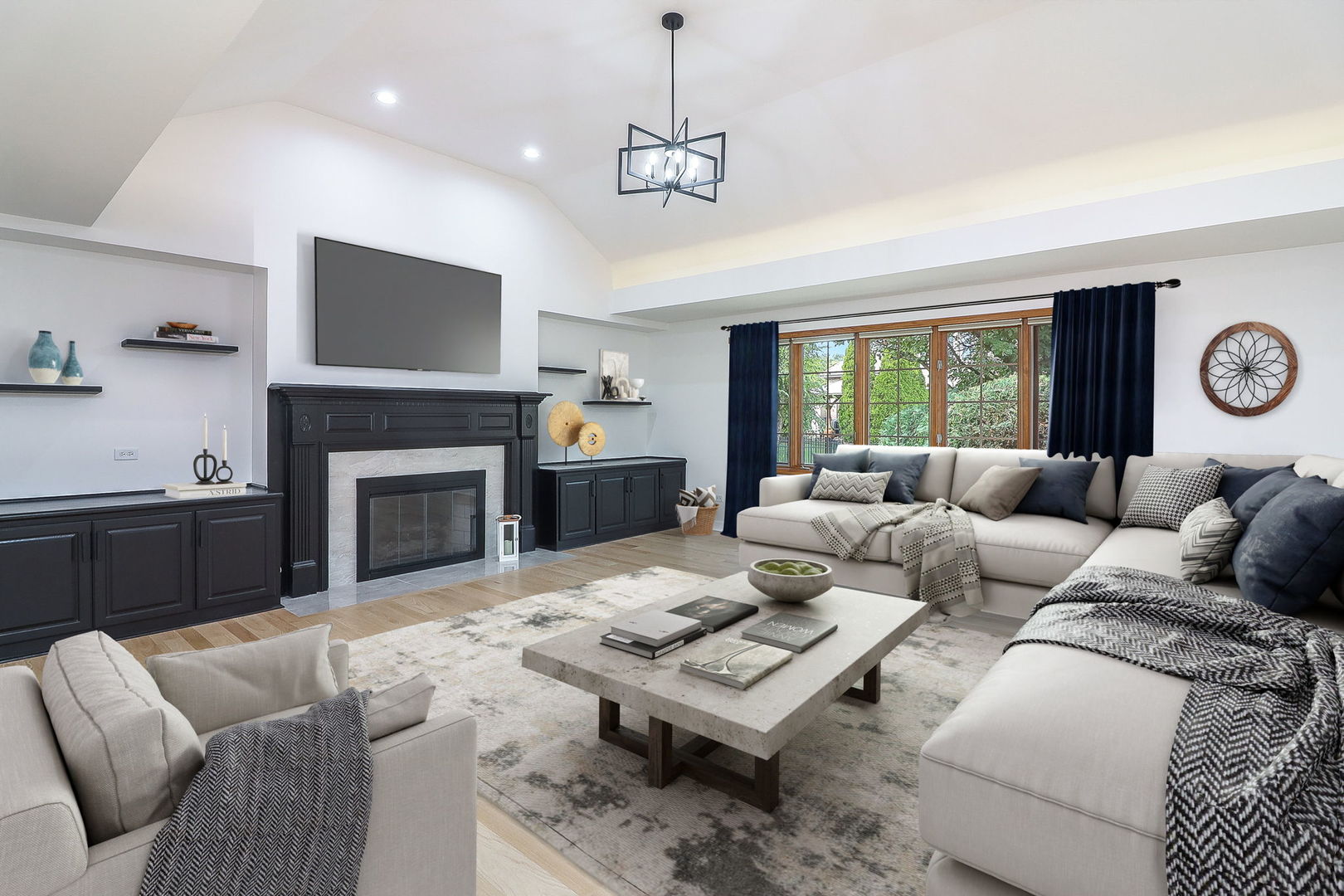 1249 Cronin Court Lemont, IL 60439 - Photo 8 of 40 a living room with furniture a fireplace and a flat screen tv