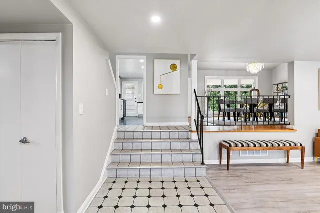 a view of an entryway with dining area