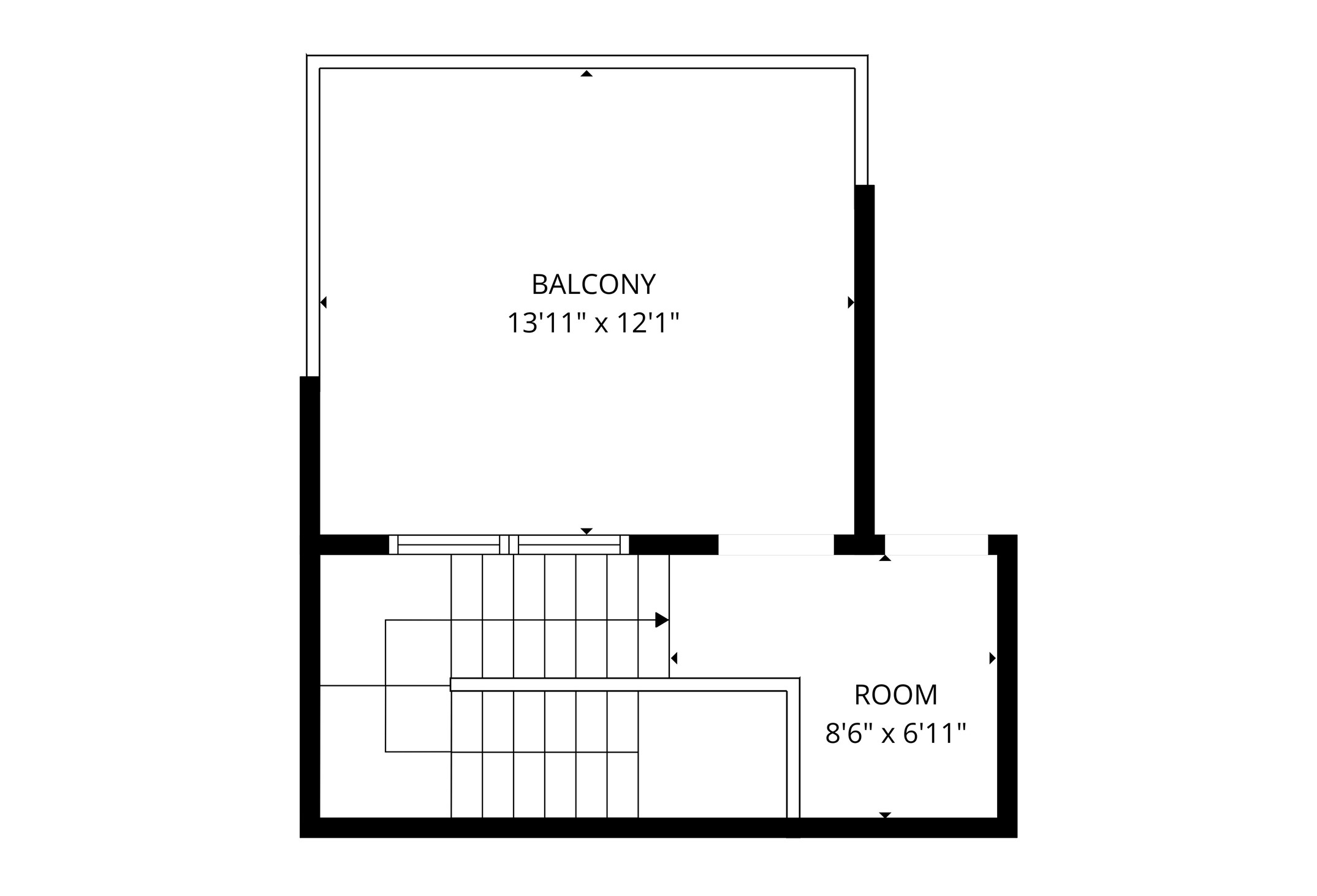 1537 Haddon Street Houston, TX 77006 - Photo 46 of 48 Fourth floor has a spacious balcony measuring 13'11" x 12'1" and an adjacent room sized 8'6" x 6'11". It includes a staircase leading to these areas, ideal for relaxing or entertaining. The entry door to the attic area which can be used for storage as well is on the top right side of the above plan. Access to the AC as well as the two waterheaters are from this area.