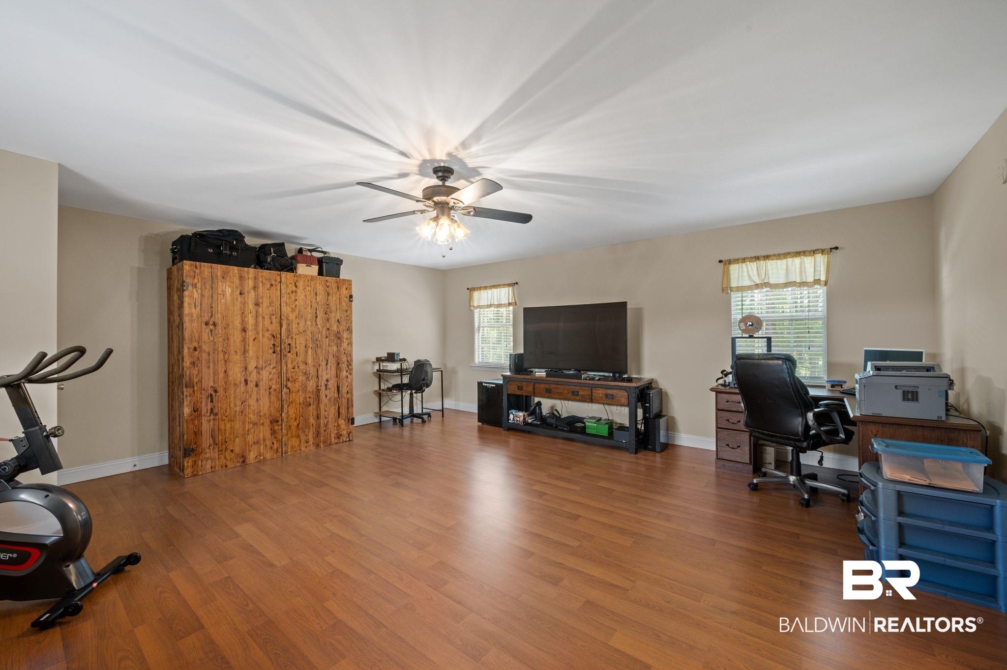 48513 Phillipsville Road Bay Minette, AL 36507 - Photo 19 of 50 Office area featuring healthy amount of natural light, wood finished floors, and ceiling fan